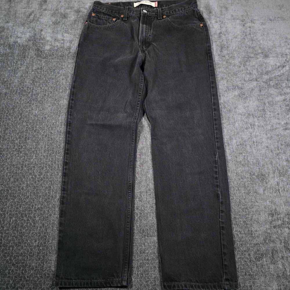 Vtg Y2K Levis 505 Regular Fit Jeans Mens 31x30 Black Straight Leg Made in USA